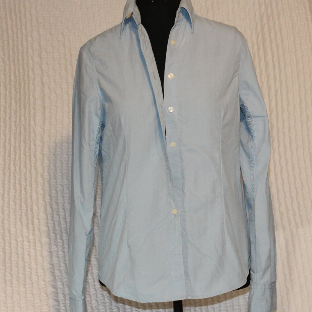 Solumbra I 100+ SPF sun protection tailored SHIRT Sea Breeze Blue Sz 10
